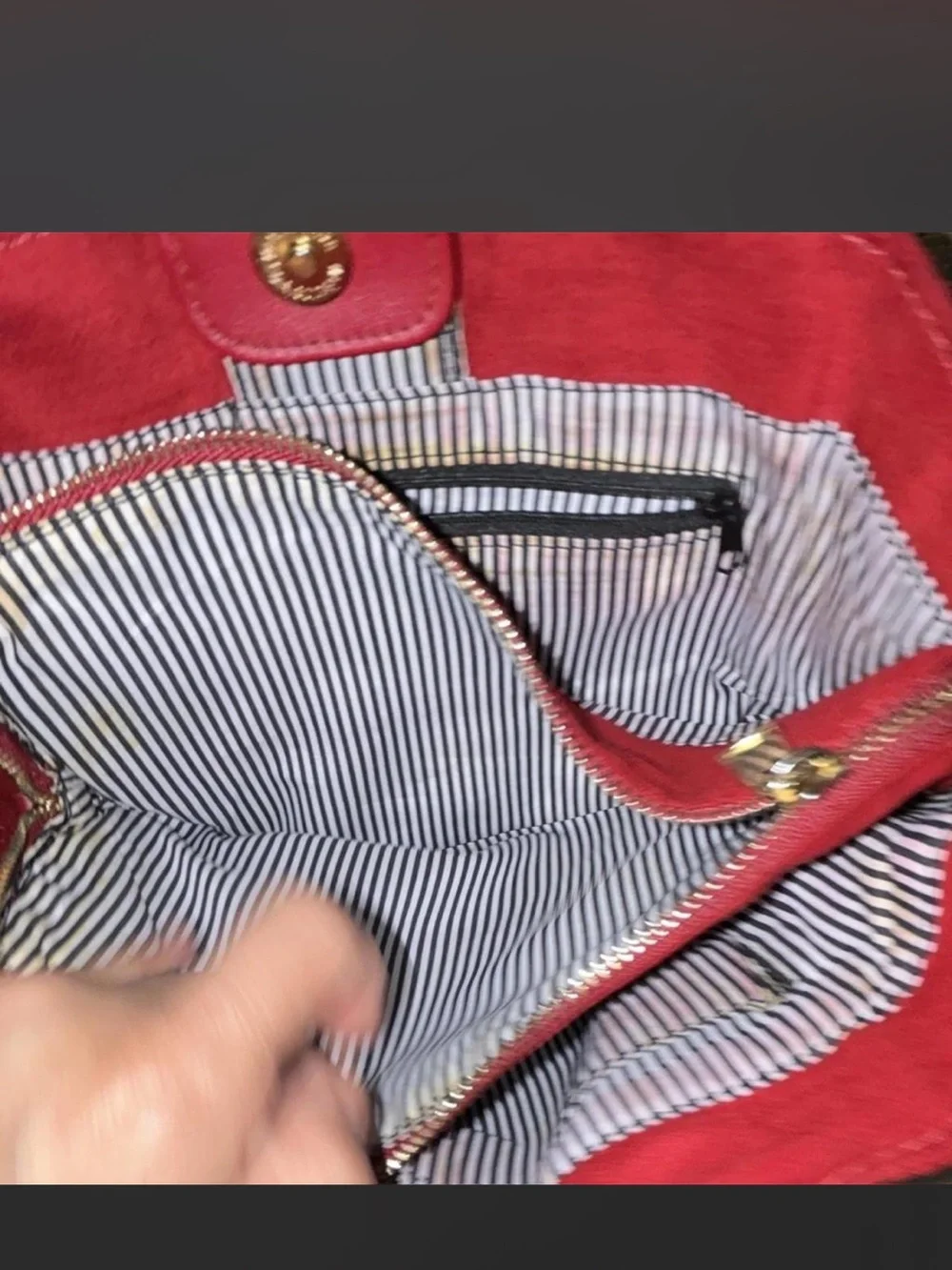 Christian Siriano Red Suede Phone Case with Gold Logo